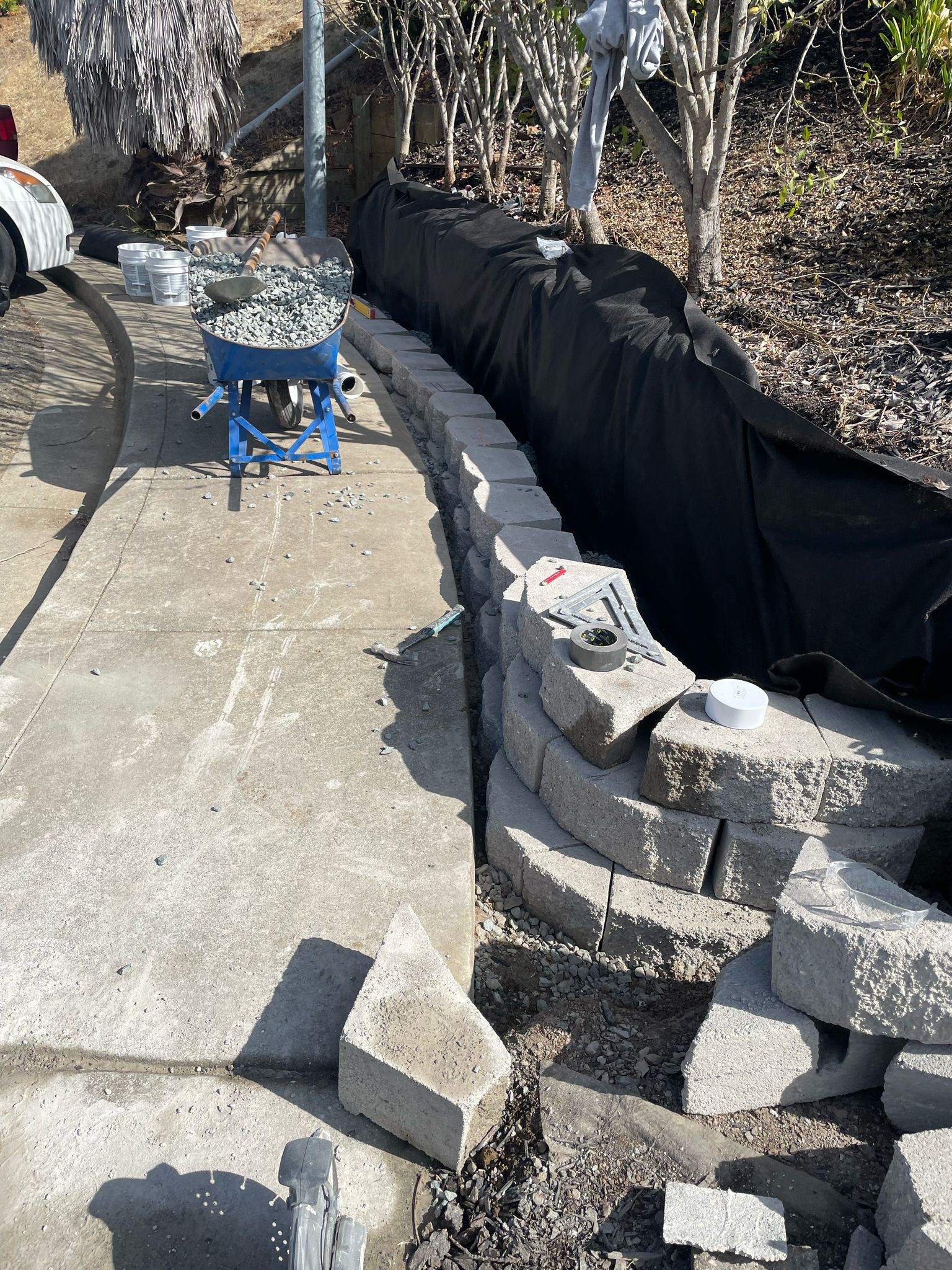 Concrete Blocks and Wheelbarrow at a Home Remodeling Fairfield CA Project