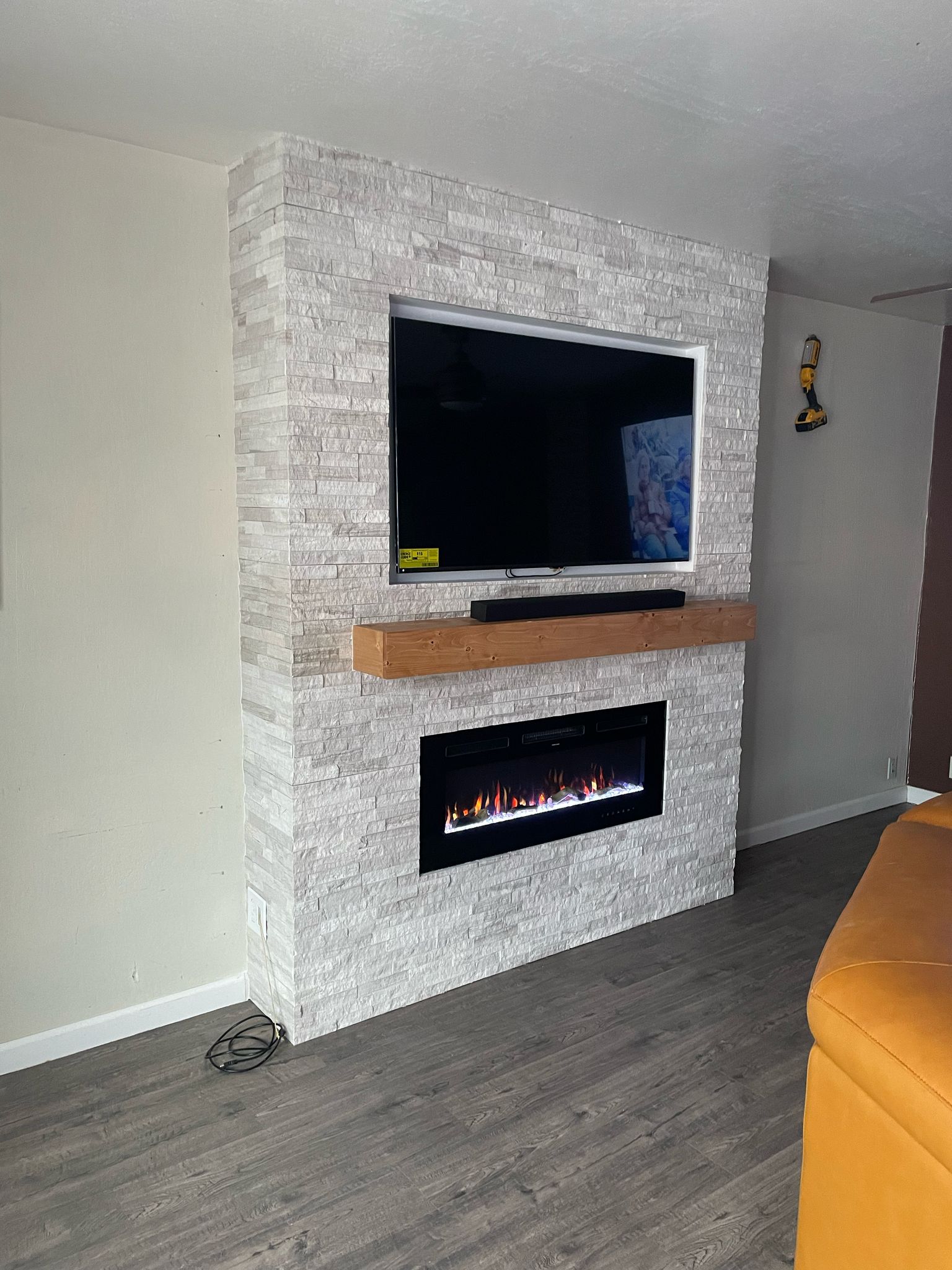 Modern Living Room with Wall-Mounted TV and Electric Fireplace Fairfield CA