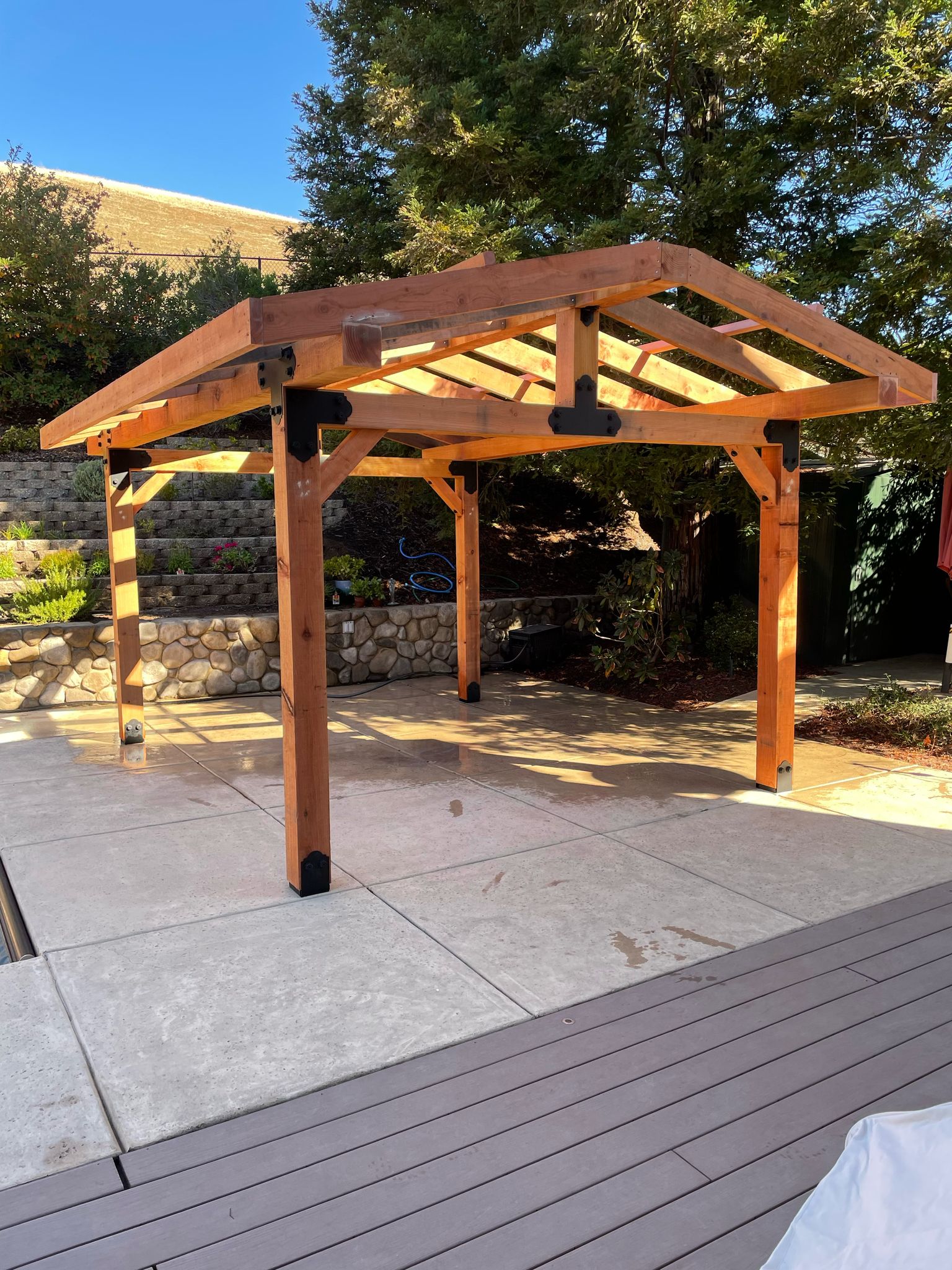 Wooden Pergola on a Concrete Patio by Deck Builder Fairfield CA