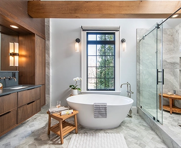 Modern Bathroom with Freestanding Tub and Glass Shower, Bathroom Remodeling Fairfield CA