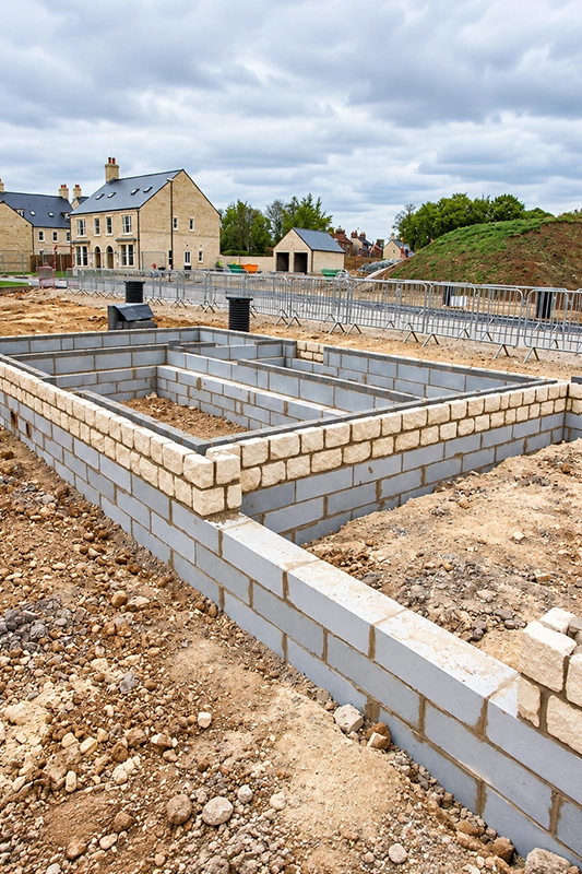 Construction Site With Foundation Walls For Custom Deck Construction Fairfield CA