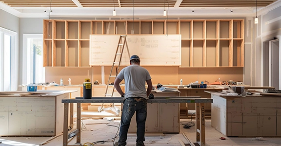 Worker Preparing for Kitchen Remodeling Fairfield CA Project