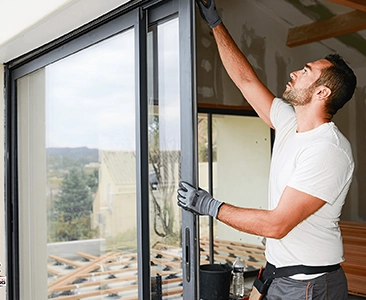 Man Installing Sliding Door for Home Remodeling Fairfield CA