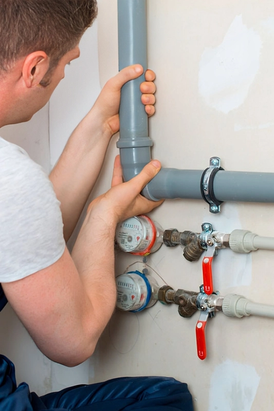 Plumber Installing Pipes for Bathroom Remodeling Fairfield CA