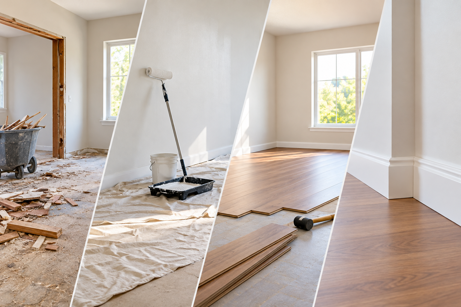 Home Remodeling Fairfield CA Process: Demolition, Painting, Flooring, Finished Room Transformation