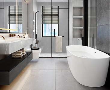 Modern Bathroom Design Featuring Freestanding Tub and Walk-In Shower