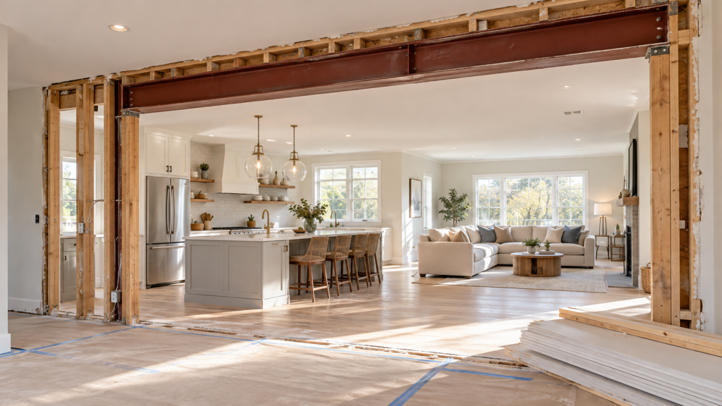 Open Concept Kitchen and Living Room with Modern Design, Home Remodeling Fairfield CA